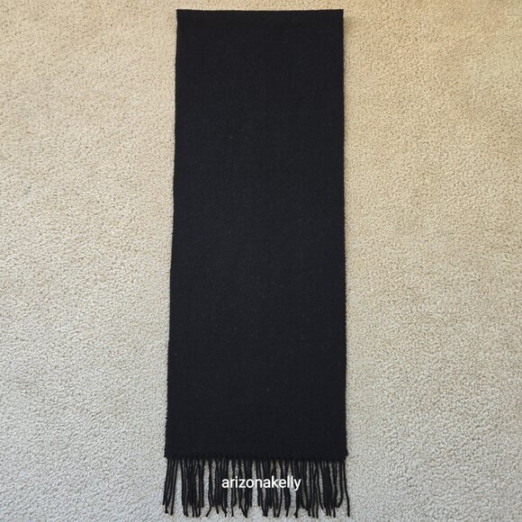 Black Cashmere Scarf With Fringe - Picture 8 of 11